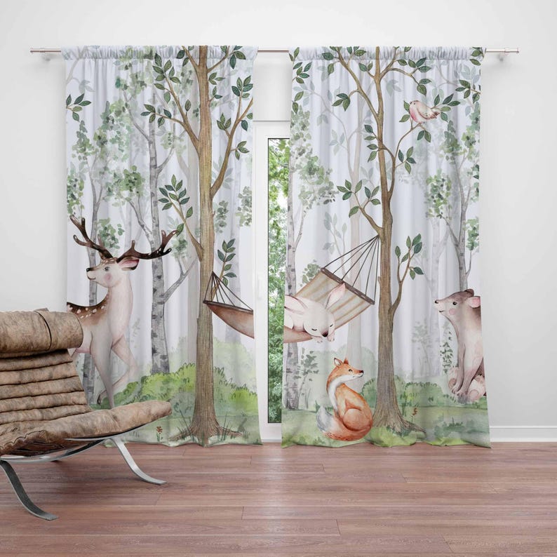 Baby Nursery Office - Tirai Hewan Hutan Tirai Kamar Tidur