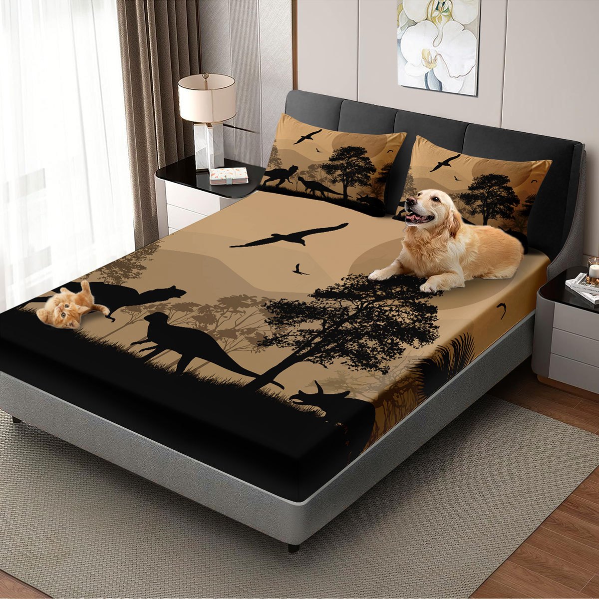 Baby Nursery Bedding - Pelindung Kasur Dinosaurus Jurassic, Penutup Kasur