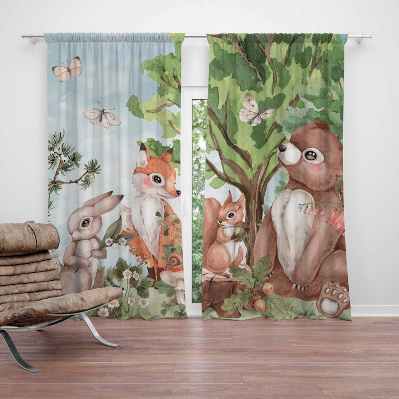Baby Nursery Office - Tirai Hewan Hutan Tirai Kamar Tidur