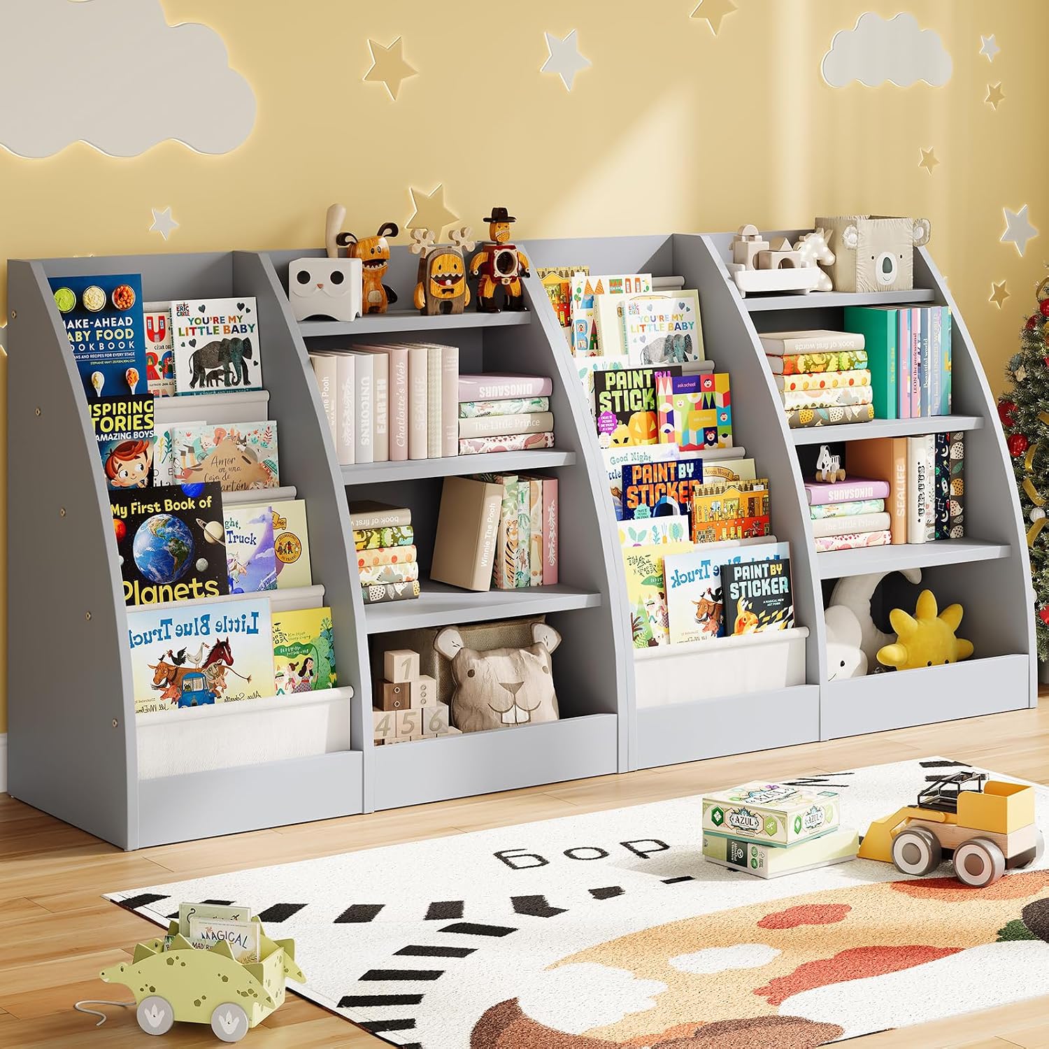 Baby Nursery Bookcase - Set Rak Buku Anak 4 Tingkat,