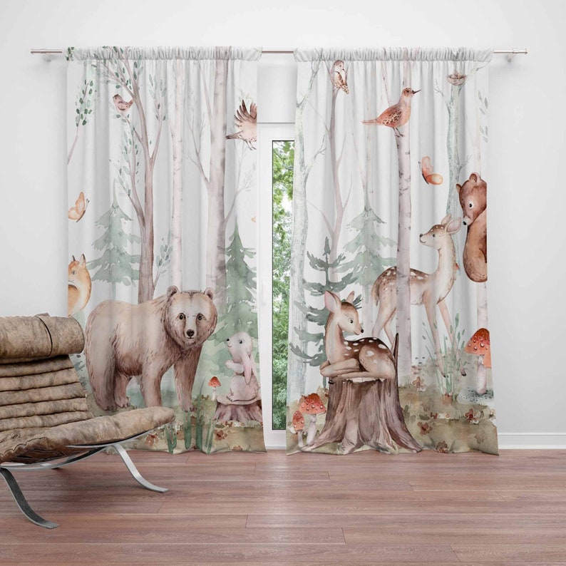 Baby Nursery Office - Tirai Hewan Hutan Tirai Kamar Anak