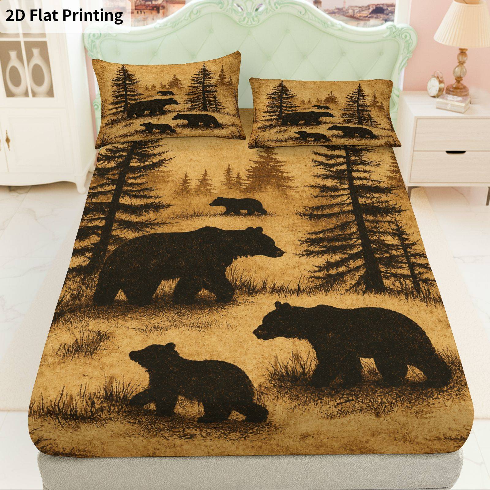 Baby Nursery Bedding - Sprei Set Lengkap Little Bear Forest,