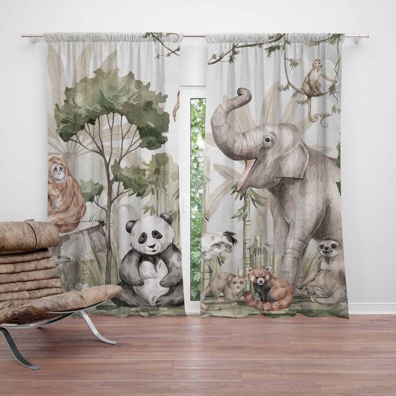 Baby Nursery Office - Tirai Hewan Safari Tirai Kamar Tidur