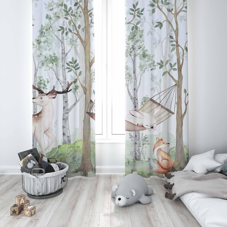 Tirai Hewan Hutan Tirai Kamar  - Baby Nursery Office ulasan dan harga