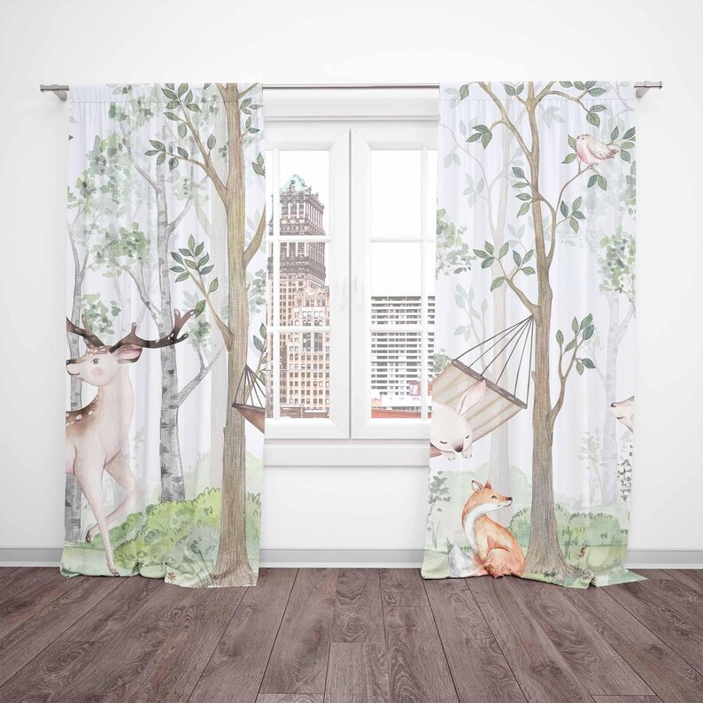 Tirai Hewan Hutan Tirai Kamar  - Baby Nursery Office ulasan dan harga