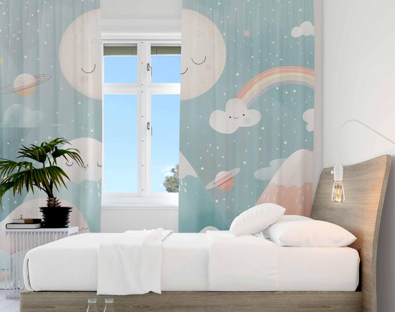 Tirai Kamar Bayi Motif Pelangi - Baby Nursery Office ulasan dan harga