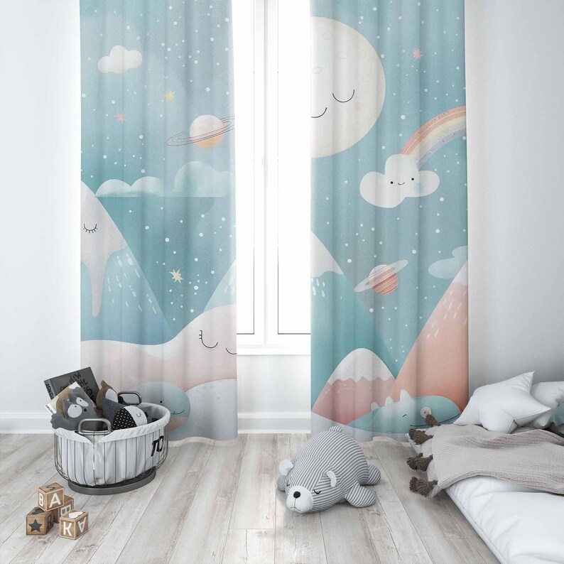 Tirai Kamar Bayi Motif Pelangi - Baby Nursery Office ulasan dan harga