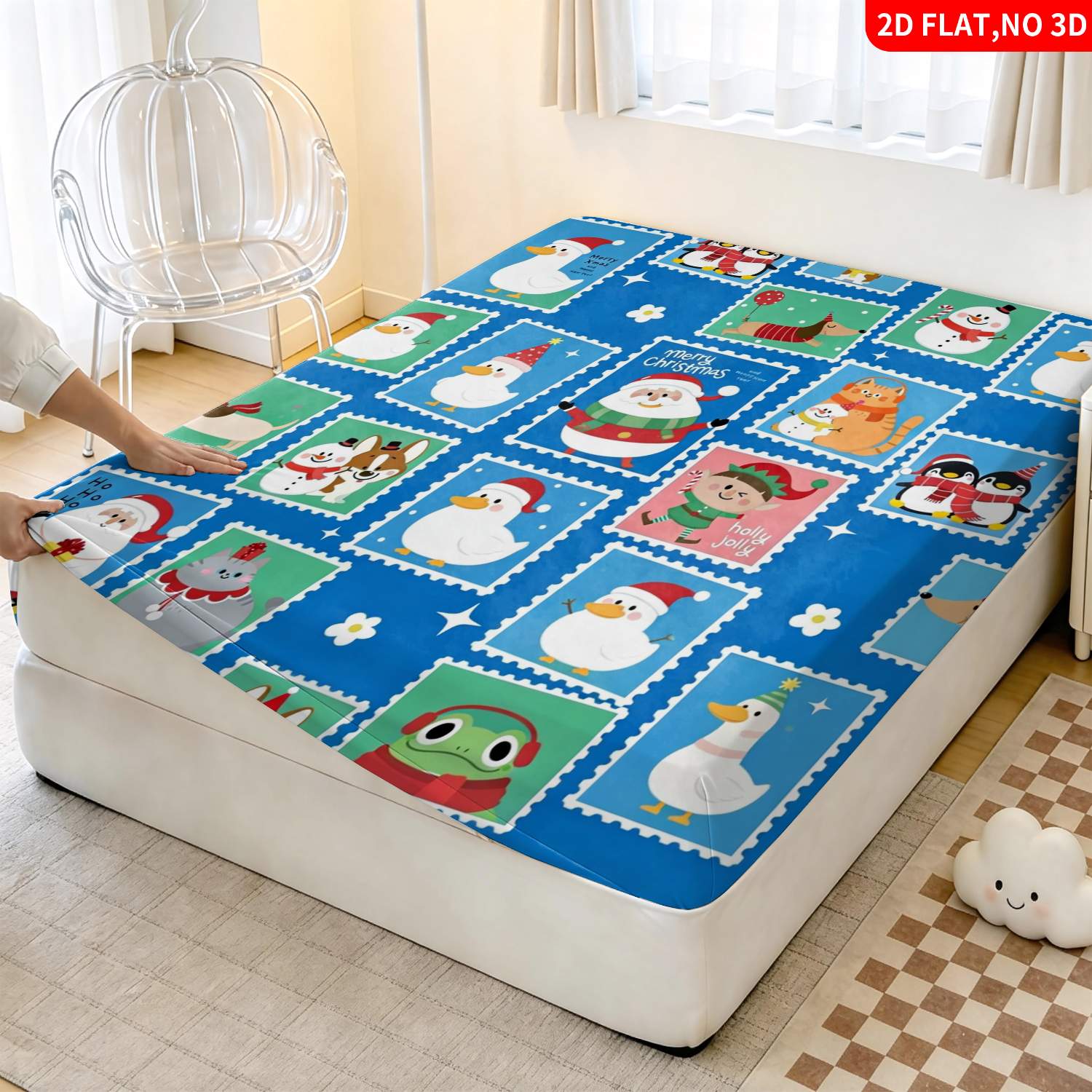 Set Sprei Biru Motif Hewan Nat - Baby Nursery Bedding ulasan dan harga