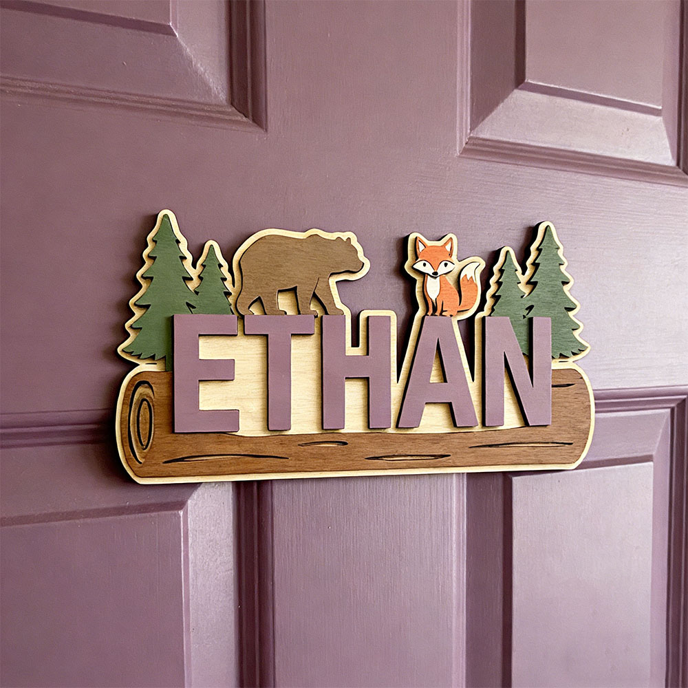 Papan Nama Kayu Hewan Hutan Pe - Baby Nursery Usa ulasan dan harga