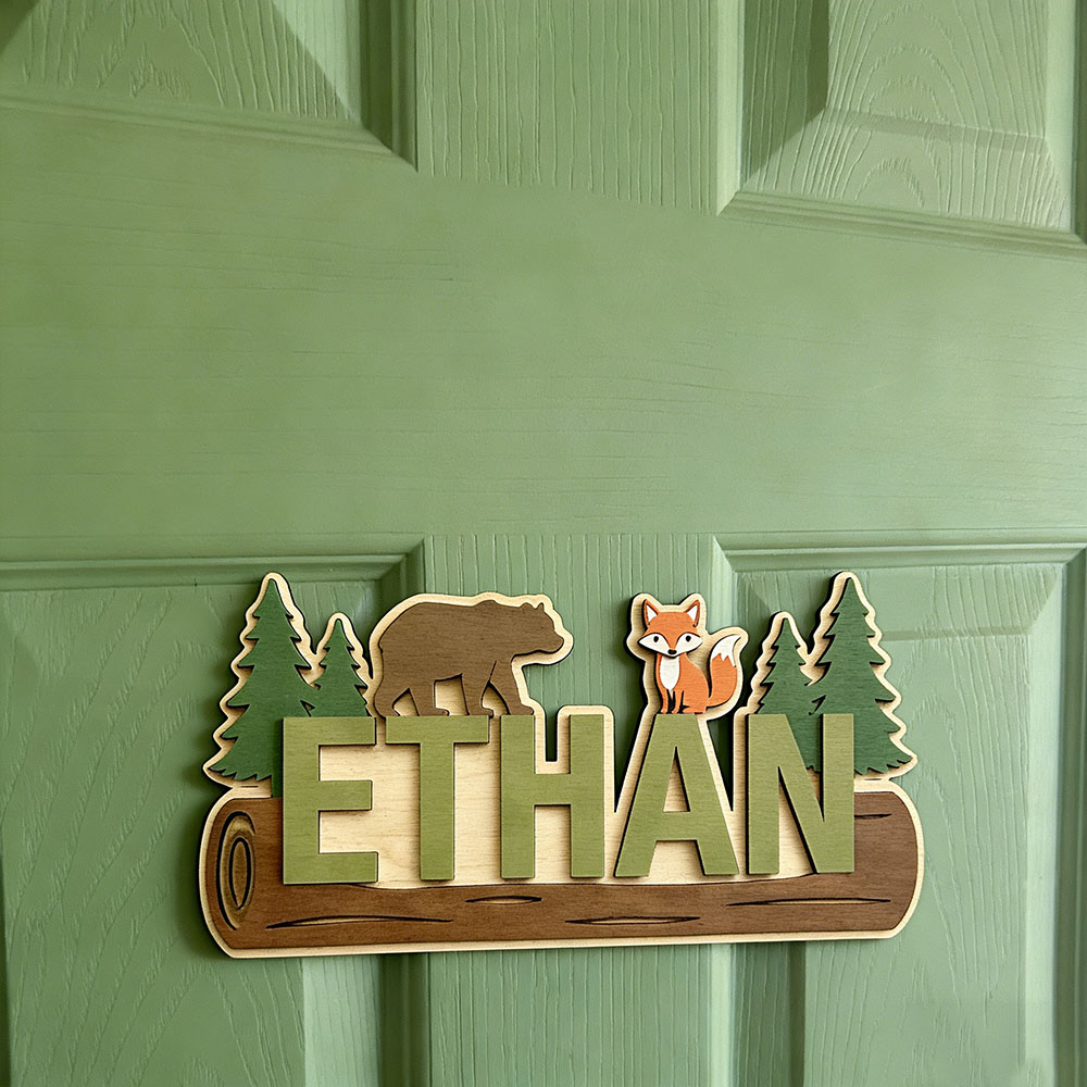 Papan Nama Kayu Hewan Hutan Pe - Baby Nursery Usa ulasan dan harga