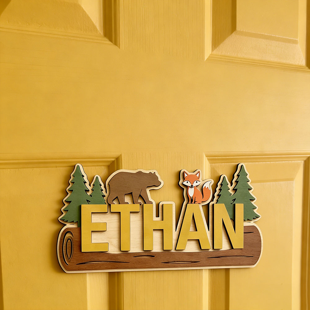 Papan Nama Kayu Hewan Hutan Pe - Baby Nursery Usa ulasan dan harga