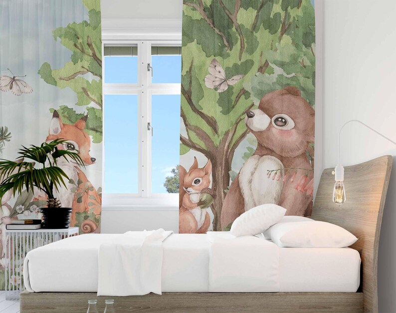 Tirai Hewan Hutan Tirai Kamar  - Baby Nursery Office ulasan dan harga