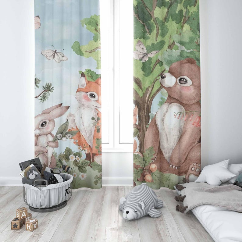 Tirai Hewan Hutan Tirai Kamar  - Baby Nursery Office ulasan dan harga