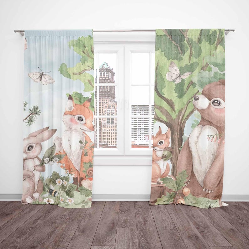 Tirai Hewan Hutan Tirai Kamar  - Baby Nursery Office ulasan dan harga