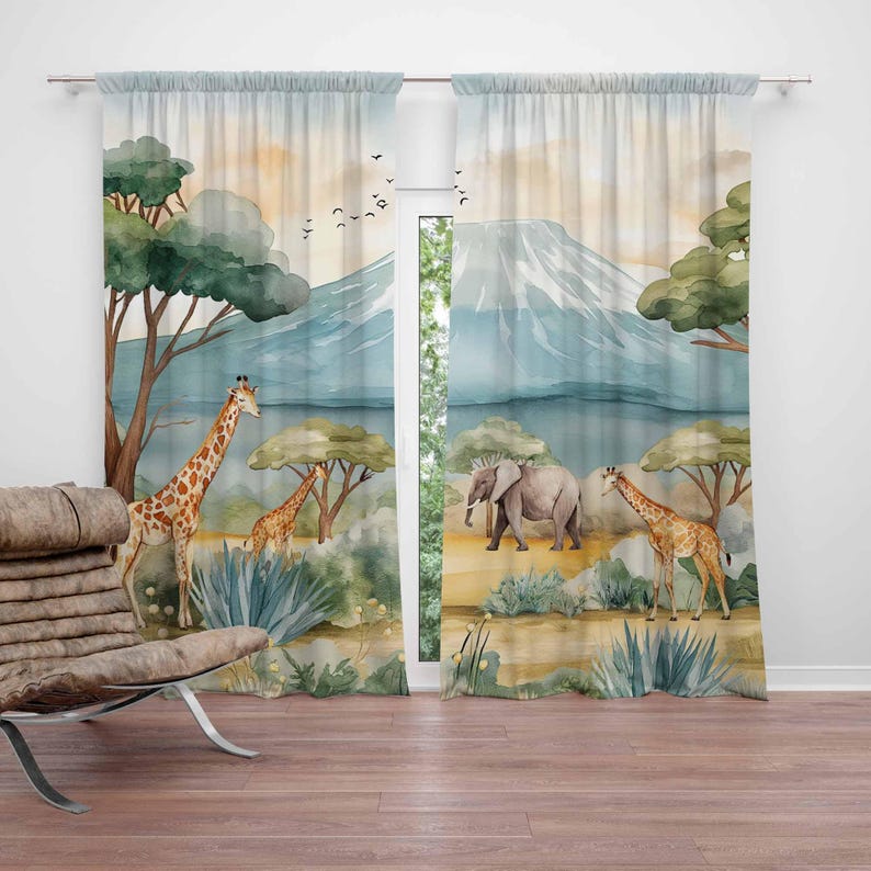 Tirai Anak-anak Motif Hewan Sa - Baby Nursery Office ulasan dan harga