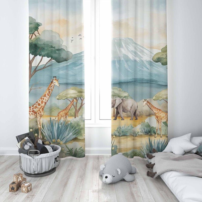 Tirai Anak-anak Motif Hewan Sa - Baby Nursery Office ulasan dan harga