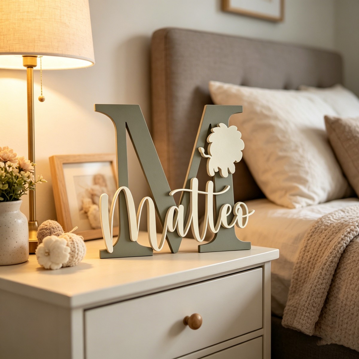 1 Buah Plakat Nama Kayu Inisia - Baby Nursery Usa ulasan dan harga