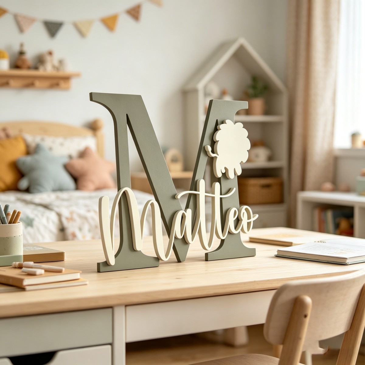 1 Buah Plakat Nama Kayu Inisia - Baby Nursery Usa ulasan dan harga