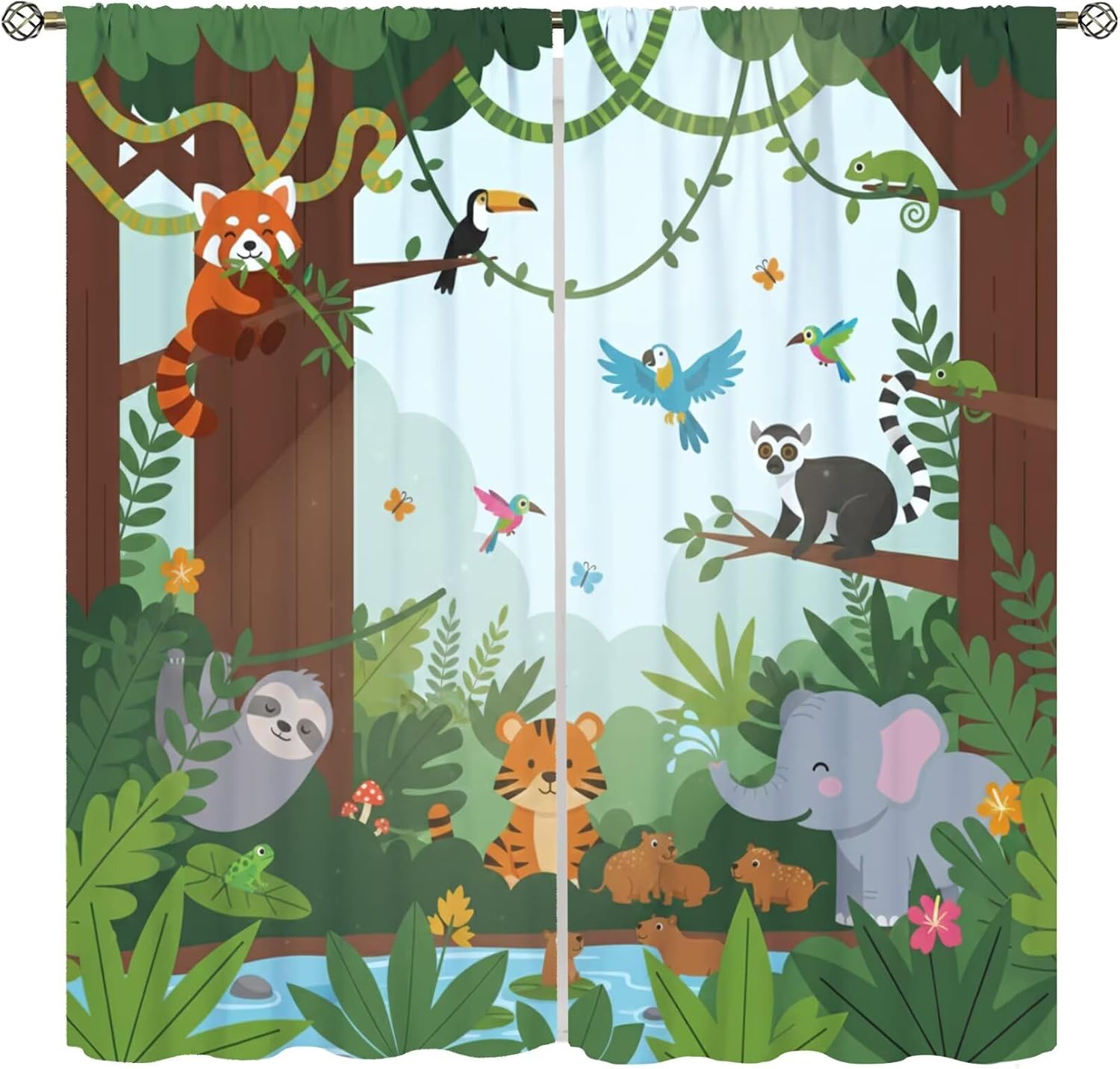 Tirai dengan Motif Hewan Hutan - Baby Nursery Office ulasan dan harga