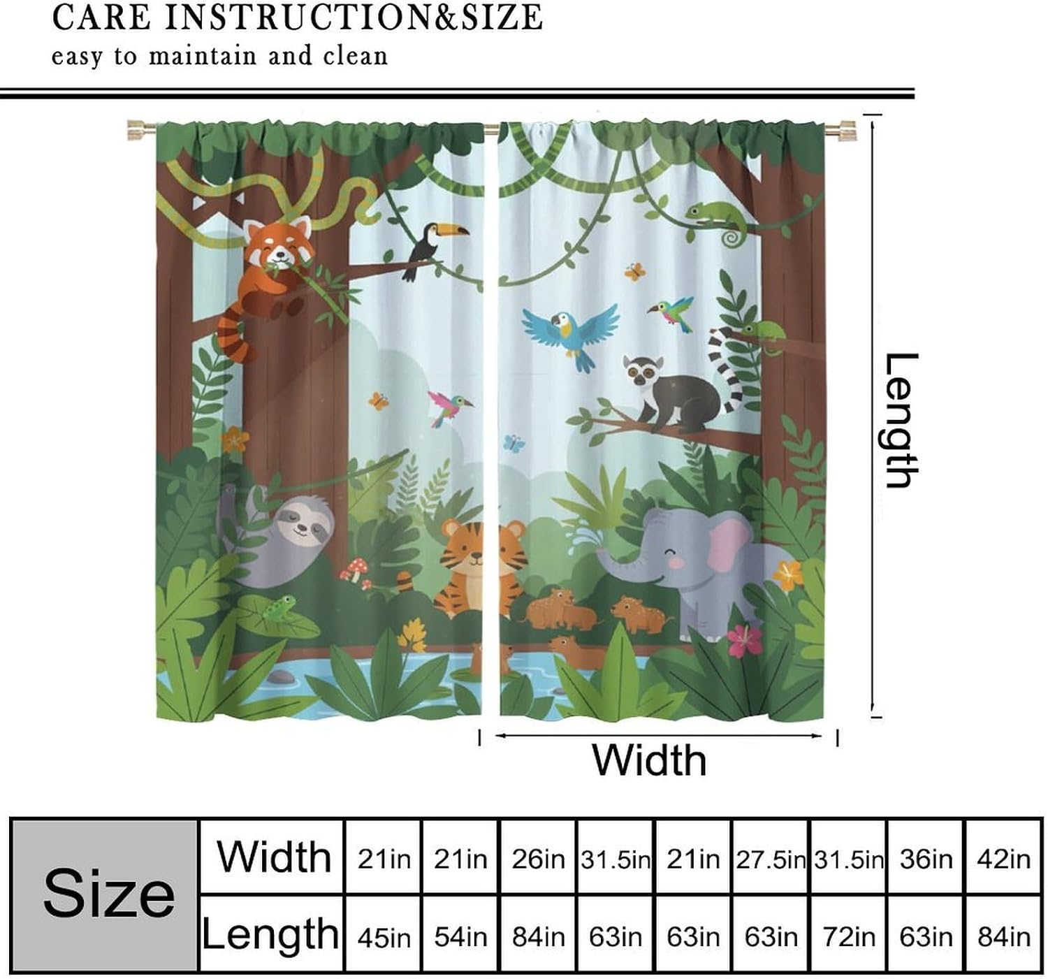 Tirai dengan Motif Hewan Hutan - Baby Nursery Office ulasan dan harga