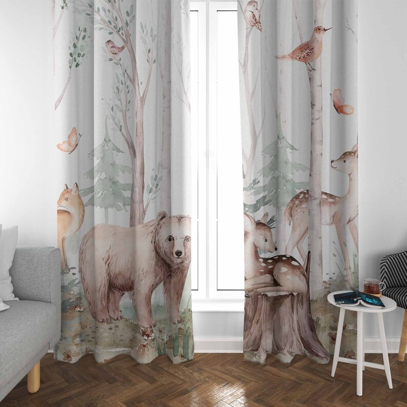 Tirai Hewan Hutan Tirai Kamar  - Baby Nursery Office ulasan dan harga