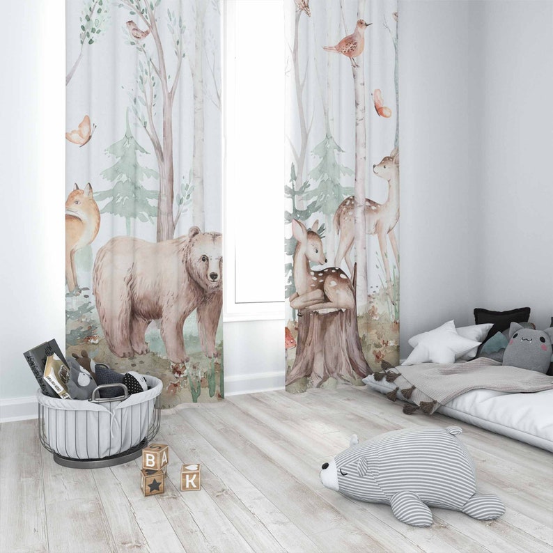 Tirai Hewan Hutan Tirai Kamar  - Baby Nursery Office ulasan dan harga